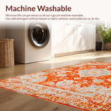 Ultra Soft Area Rug, Non Slip, Stain Resistant, Washable Area Rugs for Living Room, Bedroom, Striking Retro Diamond Pattern Blend(Orange)