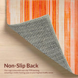 Ultra Soft Area Rug, Non Slip, Stain Resistant, Washable Area Rugs for Living Room, Bedroom, Artful Stripes with Playful Vibes(Orange)