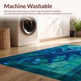 Ultra Soft Area Rug, Non Slip, Stain Resistant, Washable Area Rugs for Living Room, Bedroom, Octopus Tentacle Art Rug - Blue Digital Print(Blue)