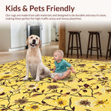 Ultra Soft Area Rug, Non Slip, Stain Resistant, Washable Area Rugs for Living Room, Bedroom, Trendy Minimalist Floral Display(Yellow)