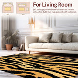 Ultra Soft Area Rug, Non Slip, Stain Resistant, Washable Area Rugs for Living Room, Bedroom, Cute Tiger Print Faux Hide Nursery Rug(Black)