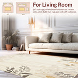 Ultra Soft Area Rug, Non Slip, Stain Resistant, Washable Area Rugs for Living Room, Bedroom, Boho Chic Area Neutral Design(Beige)