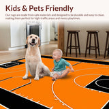 Ultra Soft Area Rug, Non Slip, Stain Resistant, Washable Area Rugs for Living Room, Bedroom, Striking Basketball Patterned Round Piece(Orange)