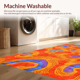 Ultra Soft Area Rug, Non Slip, Stain Resistant, Washable Area Rugs for Living Room, Bedroom, Bold Retro Color Play Design(Red)