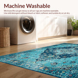 Ultra Soft Area Rug, Non Slip, Stain Resistant, Washable Area Rugs for Living Room, Bedroom, Rustic Ocean-Inspired Motif(Blue)