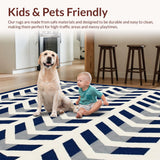 Ultra Soft Area Rug, Non Slip, Stain Resistant, Washable Area Rugs for Living Room, Bedroom, Modern Chevron Design Area(Blue)