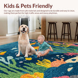 Ultra Soft Area Rug, Non Slip, Stain Resistant, Washable Area Rugs for Living Room, Bedroom, Under the Sea Kids' Carpet: Number & Shape Learning Rug(Blue)