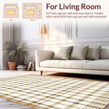 Elegant Beige Checkered Area with Refined Tartan and Linear Details(Beige)
