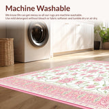 Ultra Soft Area Rug, Non Slip, Stain Resistant, Washable Area Rugs for Living Room, Bedroom, Spring Floral Area(Pink)