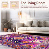Ultra Soft Area Rug, Non Slip, Stain Resistant, Washable Area Rugs for Living Room, Bedroom, Striking Elegant Linear Texture(Purple)
