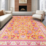 Ultra Soft Area Rug, Non Slip, Stain Resistant, Washable Area Rugs for Living Room, Bedroom, Colorful Playful Petal Arrangement(Orange)