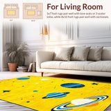 Ultra Soft Area Rug, Non Slip, Stain Resistant, Washable Area Rugs for Living Room, Bedroom, Orbiting Brightly Colored Elements(Yellow)
