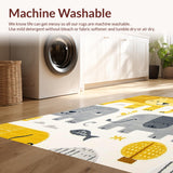 Ultra Soft Area Rug, Non Slip, Stain Resistant, Washable Area Rugs for Living Room, Bedroom, Colorful Cartoonish Wildlife Pattern(Yellow)
