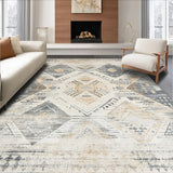 Ultra Soft Area Rug, Non Slip, Stain Resistant, Washable Area Rugs for Living Room, Bedroom, Boho of for Floor Non Slip Rubber Backing(Beige)