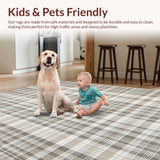 Ultra Soft Area Rug, Non Slip, Stain Resistant, Washable Area Rugs for Living Room, Bedroom, Cottage Style Subtle Plaid Charm(Beige)