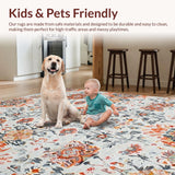 Ultra Soft Area Rug, Non Slip, Stain Resistant, Washable Area Rugs for Living Room, Bedroom, Chic Vintage Floral Motif(White)