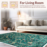 Ultra Soft Area Rug, Non Slip, Stain Resistant, Washable Area Rugs for Living Room, Bedroom, Retro Vintage Non-Slip Dining Area Carpet(Green)