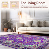 Ultra Soft Area Rug, Non Slip, Stain Resistant, Washable Area Rugs for Living Room, Bedroom, Cosy Earthy Tones Medley(Purple)
