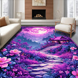 Ultra Soft Area Rug, Non Slip, Stain Resistant, Washable Area Rugs for Living Room, Bedroom, Enchanting Floral Fantasy Composition(Purple)