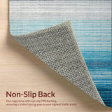 Ultra Soft Area Rug, Non Slip, Stain Resistant, Washable Area Rugs for Living Room, Bedroom, Stripe Patterned Outdoor Porch Mat(Blue)