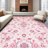 Ultra Soft Area Rug, Non Slip, Stain Resistant, Washable Area Rugs for Living Room, Bedroom, Vibrant Rounded Fuzzy Decor Essence(Pink)