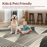 Ultra Soft Area Rug, Non Slip, Stain Resistant, Washable Area Rugs for Living Room, Bedroom, Luxurious Washable Faux Decor Surface With Geometric Linear Pattern(Gray)