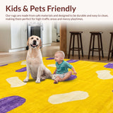 Ultra Soft Area Rug, Non Slip, Stain Resistant, Washable Area Rugs for Living Room, Bedroom, Eclectic Soft Shaggy Visual(Yellow)
