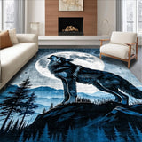 Ultra Soft Area Rug, Non Slip, Stain Resistant, Washable Area Rugs for Living Room, Bedroom, Rustic Gray Toned Animal Motif(Blue)