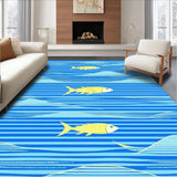 Ultra Soft Area Rug, Non Slip, Stain Resistant, Washable Area Rugs for Living Room, Bedroom, Contemporary Coastal Animal Illustration(Blue)