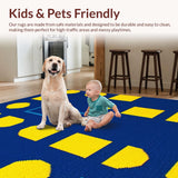 Ultra Soft Area Rug, Non Slip, Stain Resistant, Washable Area Rugs for Living Room, Bedroom, Vibrant Navy and Yellow Visuals(Blue)
