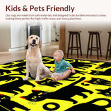 Ultra Soft Area Rug, Non Slip, Stain Resistant, Washable Area Rugs for Living Room, Bedroom, Contemporary Minimalist Cat Design(Black)