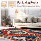 Ultra Soft Area Rug, Non Slip, Stain Resistant, Washable Area Rugs for Living Room, Bedroom, Modern Southwestern Entryway Non-Shedding Decor Rug(Red)