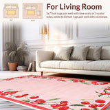 Ultra Soft Area Rug, Non Slip, Stain Resistant, Washable Area Rugs for Living Room, Bedroom, Charming Cherry Blossom Motif(Pink)
