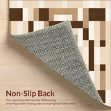 Ultra Soft Area Rug, Non Slip, Stain Resistant, Washable Area Rugs for Living Room, Bedroom, Contour Chequered Area Modern Brown Beige Palette(Beige)