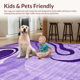 Ultra Soft Area Rug, Non Slip, Stain Resistant, Washable Area Rugs for Living Room, Bedroom, Lively Modern Swirl Pattern(Purple)
