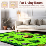 Ultra Soft Area Rug, Non Slip, Stain Resistant, Washable Area Rugs for Living Room, Bedroom, Rustic Forest Animal Print(Green)