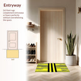 Ultra Soft Area Rug, Non Slip, Stain Resistant, Washable Area Rugs for Living Room, Bedroom, Bold Graphic Black and Cream(Yellow)