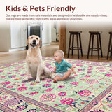 Ultra Soft Area Rug, Non Slip, Stain Resistant, Washable Area Rugs for Living Room, Bedroom, Unique Pastel Linear Composition(Ivory)