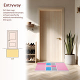 Ultra Soft Area Rug, Non Slip, Stain Resistant, Washable Area Rugs for Living Room, Bedroom, Whimsical Gray and Pink Design(Pink)