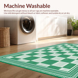Ultra Soft Area Rug, Non Slip, Stain Resistant, Washable Area Rugs for Living Room, Bedroom, Rustic Modernist Checkered Appeal(Green)
