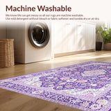 Ultra Soft Area Rug, Non Slip, Stain Resistant, Washable Area Rugs for Living Room, Bedroom, Artistic Lavender Bloom Composition(Purple)