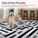 Ultra Soft Area Rug, Non Slip, Stain Resistant, Washable Area Rugs for Living Room, Bedroom, Elegant Neutral Geometric Arrangement(Gray)