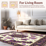 Ultra Soft Area Rug, Non Slip, Stain Resistant, Washable Area Rugs for Living Room, Bedroom, Ornate Floral Motif for Dining Space(Ivory)