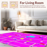 Ultra Soft Area Rug, Non Slip, Stain Resistant, Washable Area Rugs for Living Room, Bedroom, Joyful Pink and Yellow Artistic Layout(Pink)