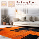 Ultra Soft Area Rug, Non Slip, Stain Resistant, Washable Area Rugs for Living Room, Bedroom, Rich Burnt Orange Textured Motif(Orange)