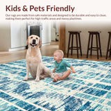 Ultra Soft Area Rug, Non Slip, Stain Resistant, Washable Area Rugs for Living Room, Bedroom, Modern Beach Area Rug with Unique Seahorse and Ocean Wave Motif(Blue)
