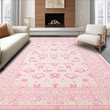 Ultra Soft Area Rug, Non Slip, Stain Resistant, Washable Area Rugs for Living Room, Bedroom, Charming Pastel Bow Aesthetic(Pink)