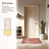 Ultra Soft Area Rug, Non Slip, Stain Resistant, Washable Area Rugs for Living Room, Bedroom, Lively Geometric Motif in Warm Tones(Orange)