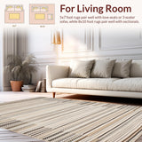 Ultra Soft Area Rug, Non Slip, Stain Resistant, Washable Area Rugs for Living Room, Bedroom, Earthy Rustic Fringe Elegance(Beige)