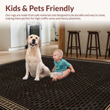 Ultra Soft Area Rug, Non Slip, Stain Resistant, Washable Area Rugs for Living Room, Bedroom, Earthy Toned Country Aesthetic(Black)